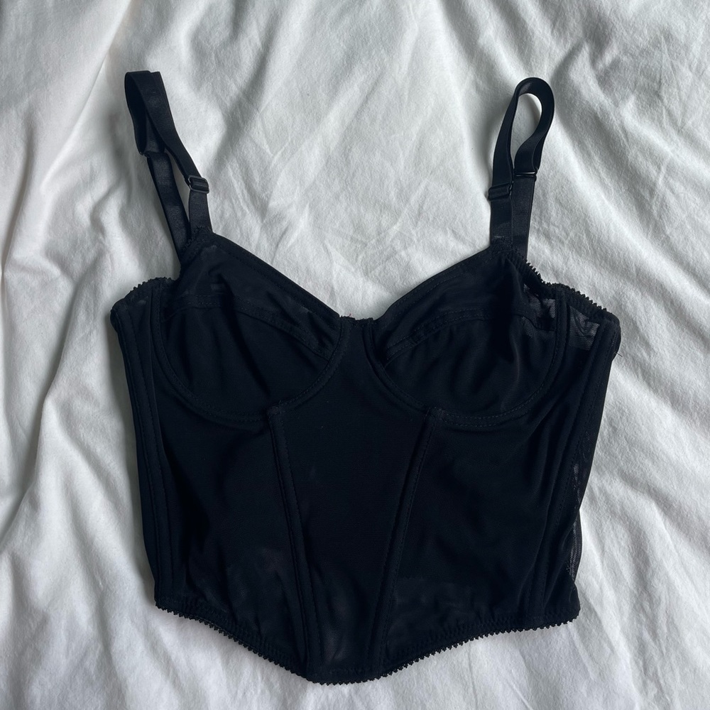 Black mesh corset top